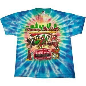 VTG y2k 2005 Mens Tie Dye Fruit of the Loom Jimmy Buffet Tour Graphic T Shirt XL